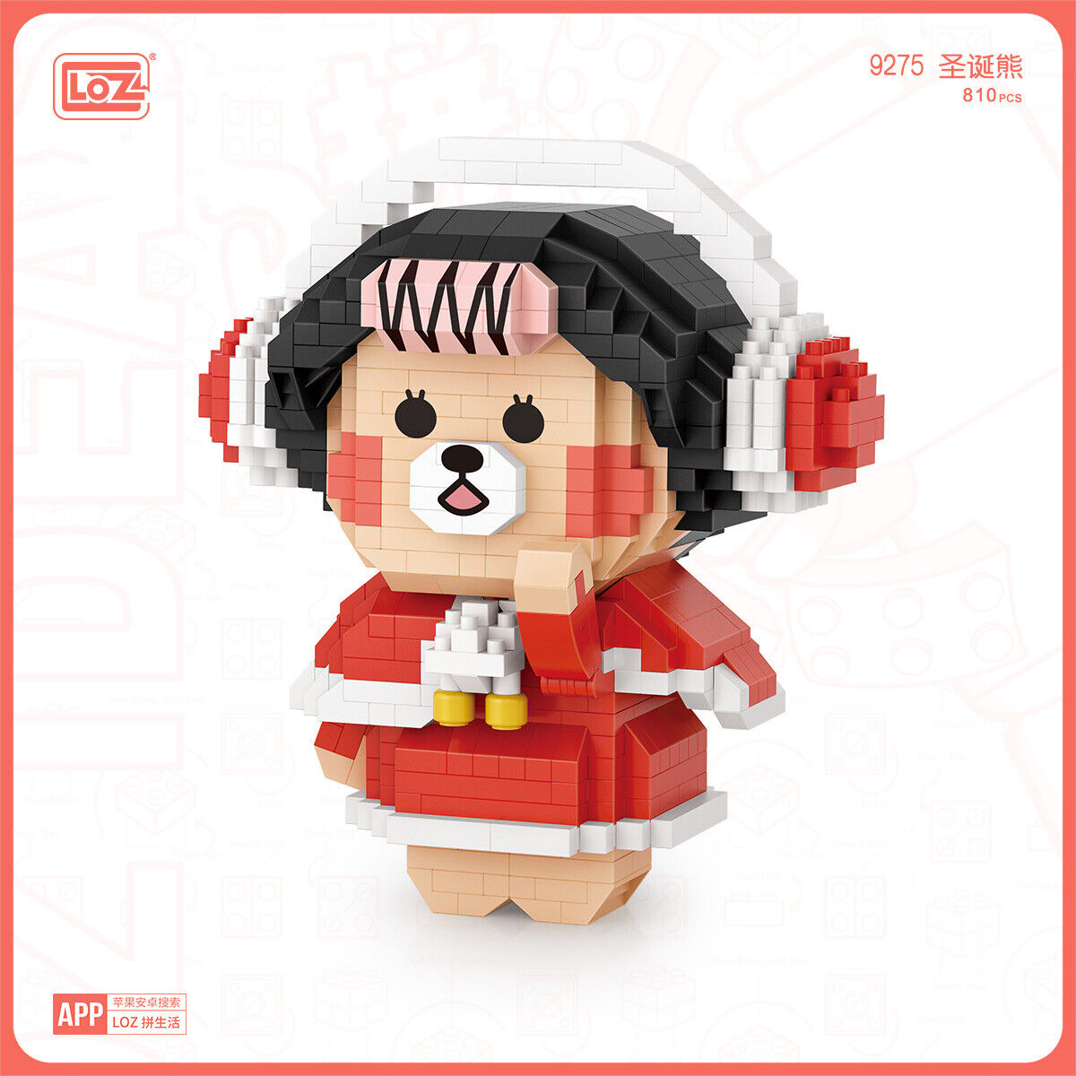 LOZ Diamond Blocks B Family-Christmas Girl Bear Mini Building Blocks 9275