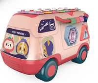 Toymart Musical Knock Piano Bus – 3-in-1 Xylophone Toy Vehicle with Shape Sorter, Pull-Along Feature & Fun Sound Effects, Educational Play for Toddlers & Kids