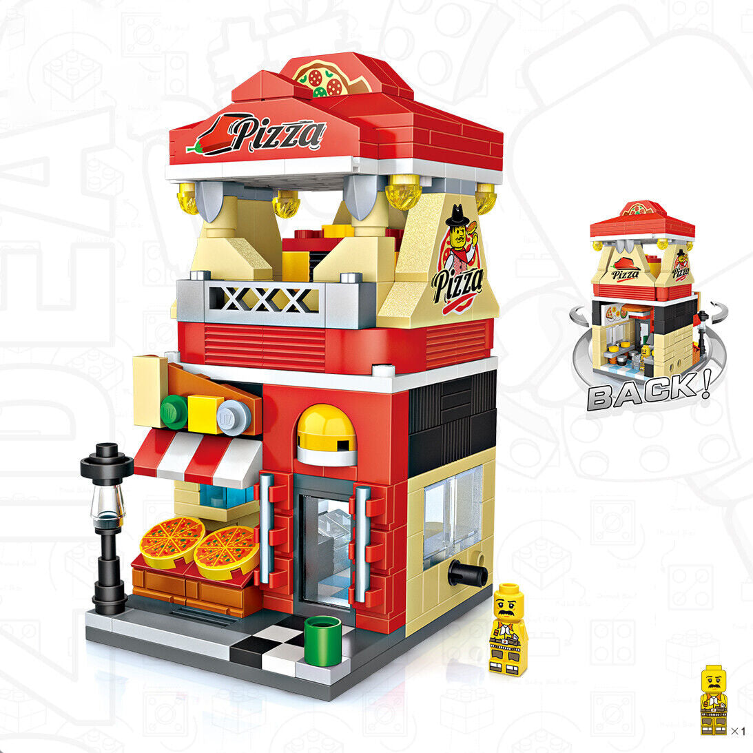 LOZ Mini Street Series Pizza Shop Mini Building Blocks (335 Pcs) 1628