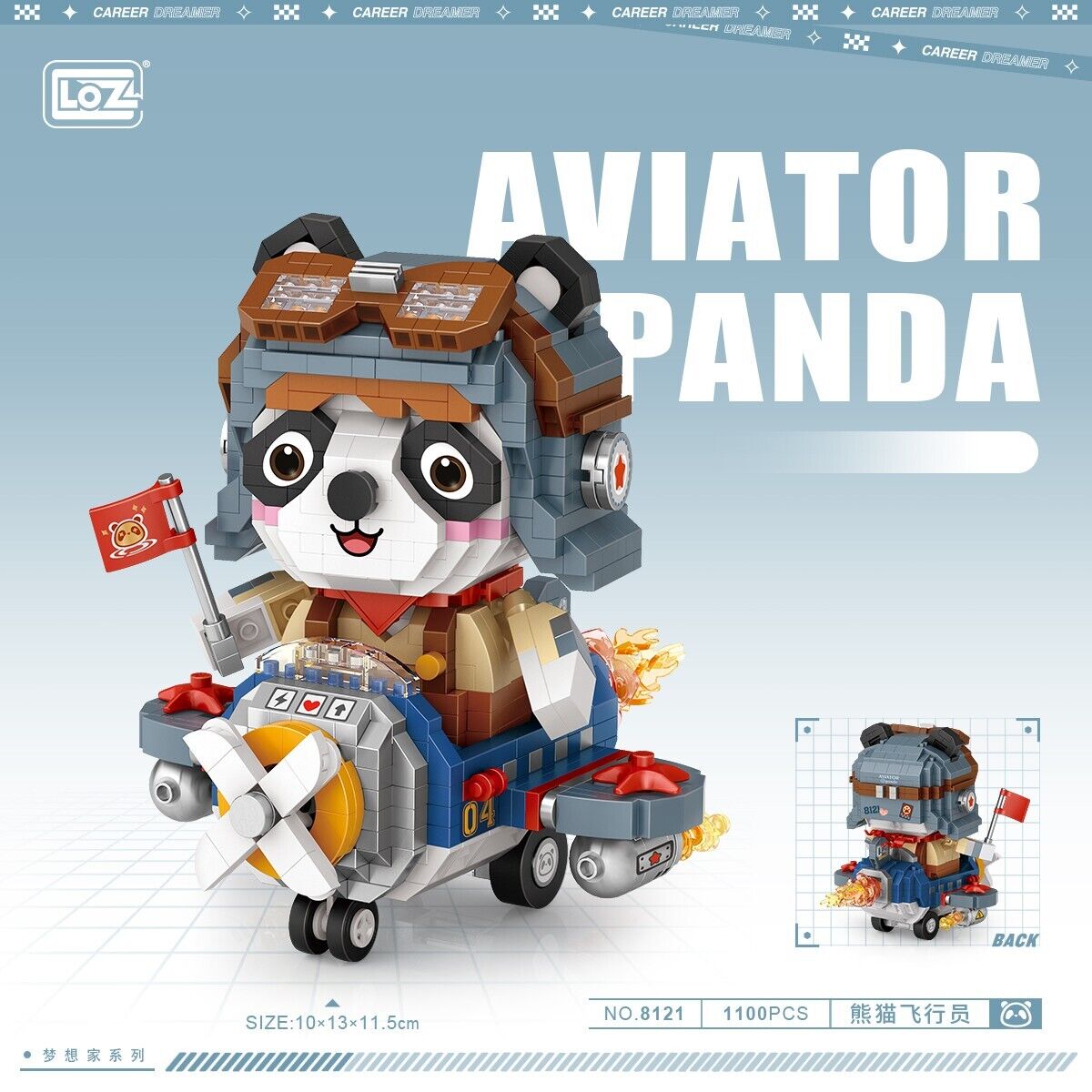 LOZ Diamond Blocks Panda Pilot ( 1100Pcs）Mini Building Blocks 8121