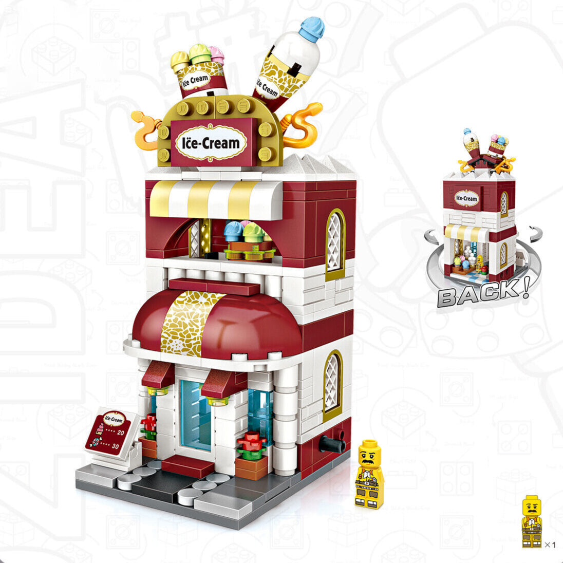 LOZ Mini Street Series Ice Cream Store Mini Building Blocks (322 Pcs) 1626