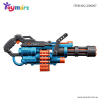 TOYMART Turbo Gatling Toy Blaster Gun – Rotating Barrel Foam Dart Blaster with High-Capacity Ammo Belt, Action-Packed Shooting Fun for Kids Age 6+
